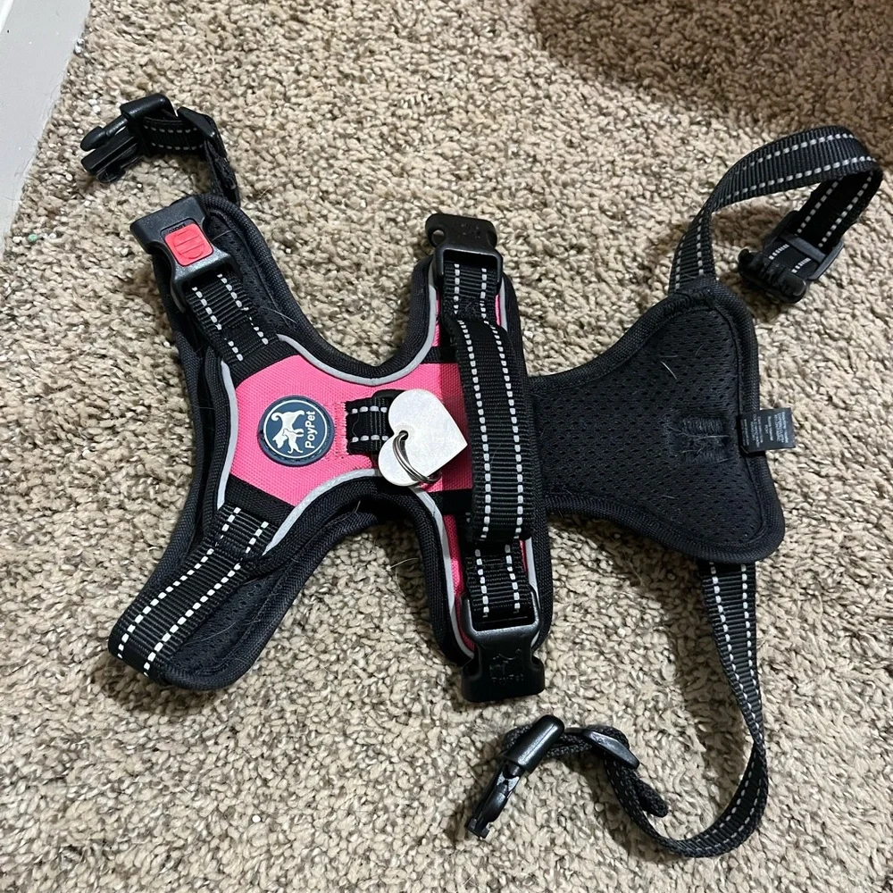 Pink adjustable dog harness